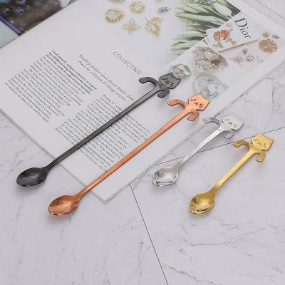 China Disposable Factory Direct Wholesale 18-10 Stainless Steel Coffee Spoon Custom Cute Cat Metal Spoon Logo for sale