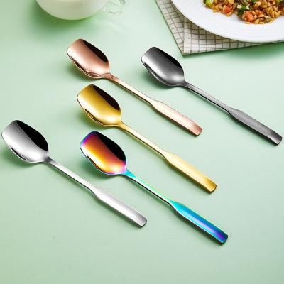 China Wholesale Disposable Spoon Customized Logo Stainless Steel Home Hotel Use Coffee Stainless Steel Square Spoon for sale