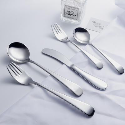 China 18-10 Food Grade 304 Stainless Steel Disposable Spoon Kids Flatware Spoon Fork Knife For Kid Metal Cutlery Custom Logo for sale