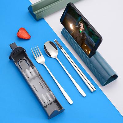 China 304 Stainless Steel Disposable Cutlery Travel Reusable Cutlery Set Portable Spoon Fork Chopsticks Set for sale