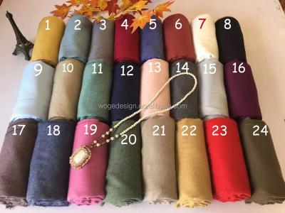 China Newest Hot Popular Fashion Scarf Australia Women's Long Solid Cotton Scarf With Small Trims 24colors Available for sale