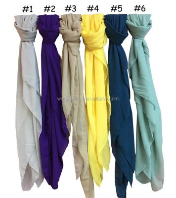 China Wholesale Hot Sale Square Malaysian Style Polyester Voile Scarf Wrap Distinguished Simple Solid Chiffon Hijab Square Dress Accessories Shawl for sale