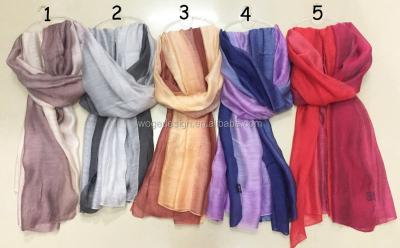 China Hot Selling High Quality Luxury Long Maxi Ladies Hijab Shawls Two Tone Gradually Changing Color Wholesale Modal Cotton Silk Scarf for sale