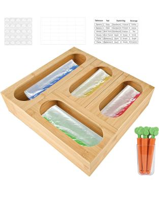 China Recyclable Bamboo Ziplock Bag Storage Organizer For Drawer Or Wall Mount Food Storage Bag Kitchen Organizer Box Compatible for sale