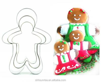 China Sustainable 3-PC SS X'mas Cookie Cutter Set In Gingerbread Man Shape for sale