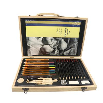 China Eco Friendly Drawing And Sketching Pencil Art Set In Wooden Case For Students And Adults for sale