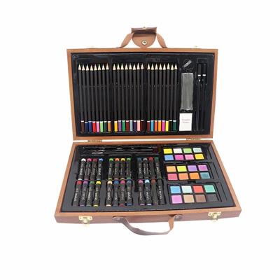 China Hot Sale 79-Piece Luxury and Professional Coloring Paint Art Set Stationery in Wooden Box for Kids and Adults 37.5*23.5*5CM for sale