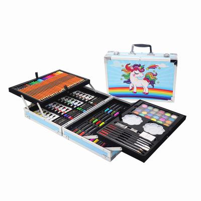 China Drawing & Professional Painting Drawing Art Set of 145 Pieces with Blue Horse Aluminum Case for Kids and Adults for sale