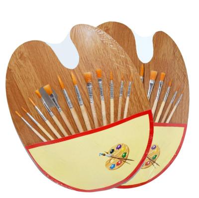 China High Quality Wooden Paint and Paint Palette Wooden Brush Set for sale