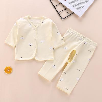 China Boutique Children's Clothing Breathable 100% Cotton Baby Clothes Tops Wholesale Newborn Two-Piece Pants Suit for sale