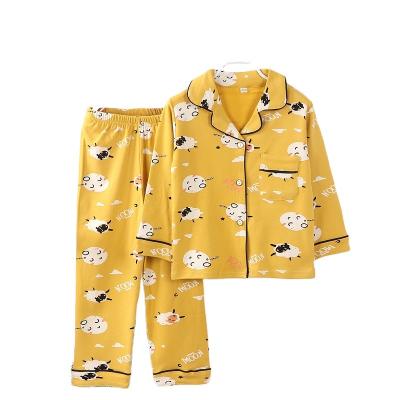 China New summer and autumn long style pure cotton sleeve pajamas cartoon bear home clothes baby Korean casual suit for sale