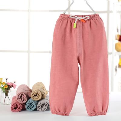 China Summer cool children's casual pants girls breathable boys pants slim pure cotton children's pants ankle style for sale