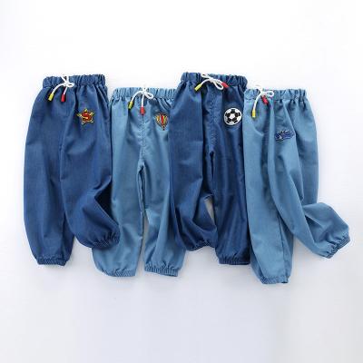 China Lightweight Breathable Children's Denim Mosquito Pants Summer Boys And Girls Pants Medium And Small Kids Pants for sale