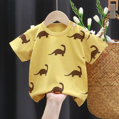 China 2021 New Korean Children's T-shirt Cotton Tops Korean Simple Short-sleeved Cartoon Boy Girl's Pure Breathable Short-sleeved Cl for sale