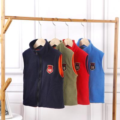 China Double-sided autumn and winter wear fleece breathable boys and girls vest large, medium and small children's thick warm vest whole for sale