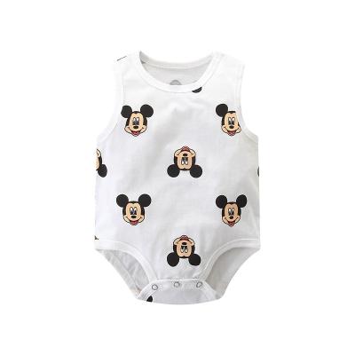 China Sleeveless One-Piece Slim Newborn Daily Cartoon Romper Summer One-Piece Vest Triangle Romper for sale