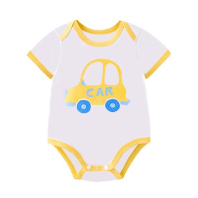 China Casual Newborn Short Sleeve Fart Clothing, Summer Baby Cotton Triangle One-Piece Romper, Male and Female Baby Print One-Piece for sale