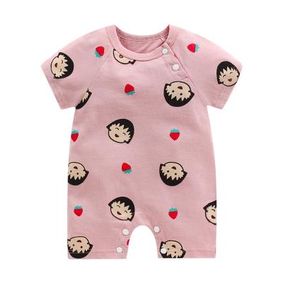 China 2021 new 100% cotton summer baby one-piece clothes baby newborn cotton short sleeve open crotch thin romper for sale