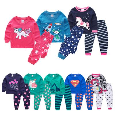 China Cartoon character kids casual pajamas clothing set 2 pcs pj sets 100% cotton pajamas for kid boys and girls for sale