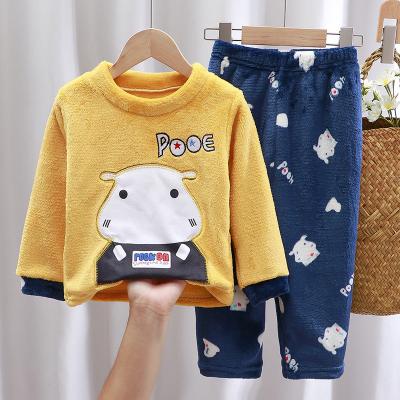 China Smart casual children's pajamas pajamas winter plus velvet thick round neck service boys and girls pants suit home wholesale hot for sale