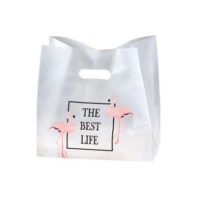 China Transparent plastic shopping handbags clothing gift security cartoon printed tote bag takeaway bag for bakery for sale