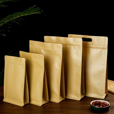 China Recyclable Recyclable Stand Up Kraft Paper Package Bag Stand Up Pouches With Zipper For Food Packaging for sale