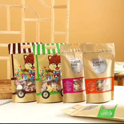 China Recyclable/strong sealing/perfect printing. Stand Up Pouch Window Kraft Paper Bags Ziplock Food Packaging With Tear Notch for sale