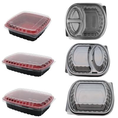 China Viable new style disposable plastic fast food lunch box containers, food packaging box with lid for sale