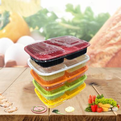 China Disposable plastic cold and heat resistant bento box, 2dv pp takeout food containers with punched lid (accept custom made) for sale