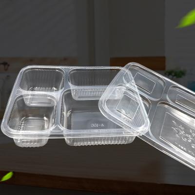 China New 4 Compartment Microwave Container Tray PP Bento Plastic Takeout Box Lunch Disposable Safe Disposable Meal Prep for sale