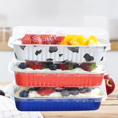 China 200ml Disposable Food Foil Packing Container Baking Dessert Trays Boxes Aluminum Foil Take Out Container With Lid for sale