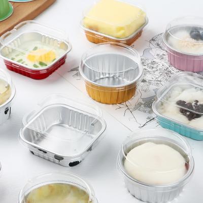 China Heat Resistance Colored Aluminum Foil Baking Cups With Lid Foil Disposable Food Container for sale