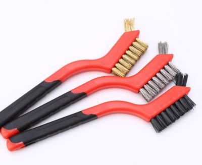 China Polishing Steel Wire Brush Wire Brush Set For Cleaning Welding Slag Rust Wire Bristle Scratch Playbrush Silicone Curved Soft Handle Brushes Stainless Steel for sale