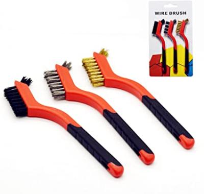 China Red Wire Dusting Brush Set Brass With Curved Grip Handle For Deep Cleaning, Rust Removal, Paint Scrubbing for sale