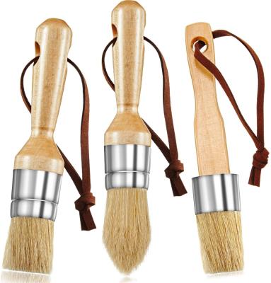 China Durable 3 Pieces Chalk And Wax Brushes Stiffen Stencil Brushes For Wood Furniture Home Decor for sale