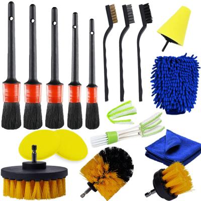 China High Efficiency 18 Pcs Car Cleaning Kit Multi Purpose Interior Car Detailing Kit For Car Glass Vents Leather And Air Conditioner for sale