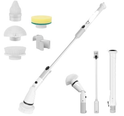 China Sustainable Electric Shower Scrubber 4 Replaceable Brush Heads Spinning Power Cordless Electric Cleaning Brush Extendable Handle for sale