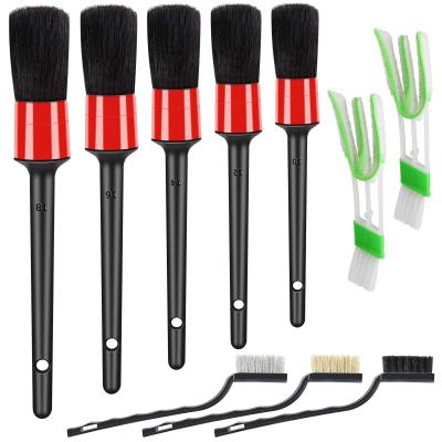 China 10pcs Auto Viable Auto Car Sweep Brush Kit Includes 5 Boar Hair Detailing Detailing Interior Cleaning Brush, 3 wire brush, 2 vent brush for sale