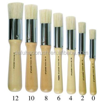 China Round bristle paint brush/stencil brush with wooden handle for sale