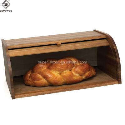 China Bread Storage Box SOPEWOD New Design Household Acacia Wood Bread Storage Box for sale