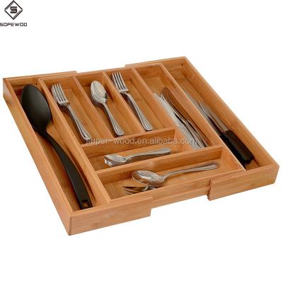 China Viable Kitchen Cutlery Bamboo Tray with 8 Compartments for sale