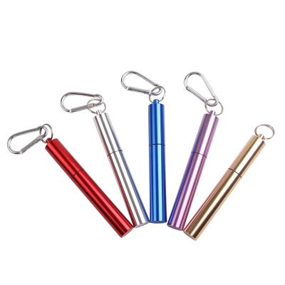 China Eco - Friendly Collapsible Telescopic Metal Drinking Straws Sustainable Stainless Steel With Aluminum Case for sale