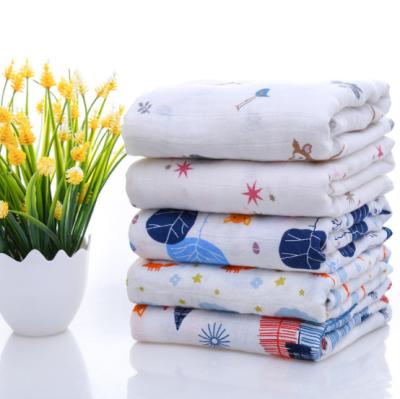 China Soft Custom Printed 100% Newborn Bamboo Blankets Set Baby Muslin Wrap for sale