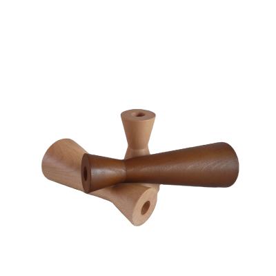 China Home decoration classic polished unfinished wooden candlestick, high quality wooden candlestick holder for sale