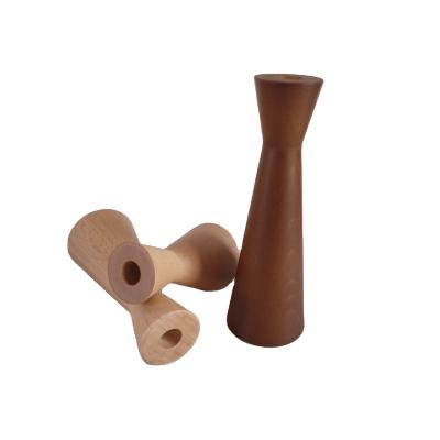 China Home Handmade Wooden Candle Holder Pillar Decoration Wooden Candle Holder For Home Decor Simple Round Candle Holders for sale