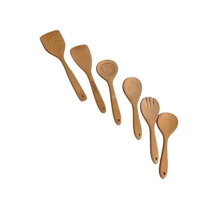 China Disposable Environmental Friendly Natural Wooden Kitchen Set For Cooking Acacia Wood Cooking Spoon Tongs. Fork set log salad stirring spoo for sale