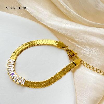 China Pulcera Dubai Elegant Unique Gold Chains Diamond Bracelets And Bangles 18k Gold Filled Jewelry for sale