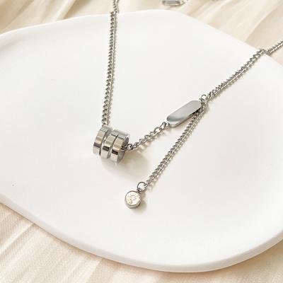 China Stainless Steel Classic Sliver Natural Diamonds Necklace Fashion Pendant Necklace Women for sale