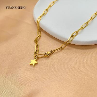 China Wholesale Fashion Jewelry 18k Gold Star Necklace Stainless Steel Gold Filled Necklace Women for sale