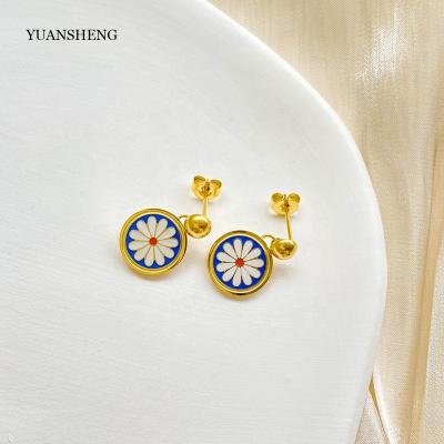 China Trendy Tasty Aretes Flower Earrings Women Stainless Steel Bohemian 18k Gold Filled Jewelry Circle Earrings for sale